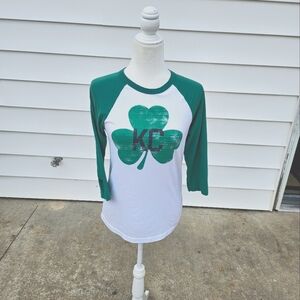 Green and White Womens Raglan Shirt